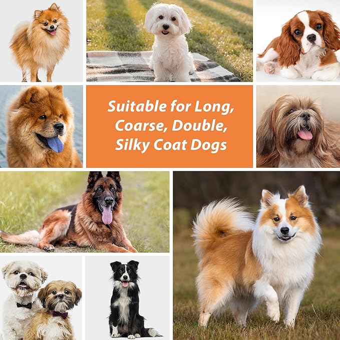 Dog Brush for Long Haired Dogs, 27mm Extra Long Pin Brush for Grooming, Shedding - Beech Wood Material, Non-Slip Rubber Handle, Round-Tipped Pins-PawvioPets