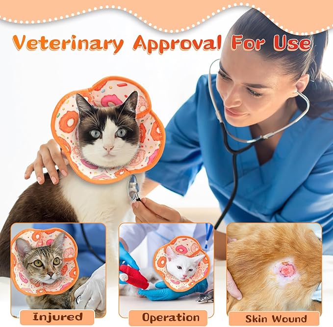 Cat Cone Collar Soft for Wound Healing, Foldable Neck Recovery Cone Anti Licking, Small Adjustable Surgery Cat Head Cone Alternative for Kittens(Size: M)-PawvioPets