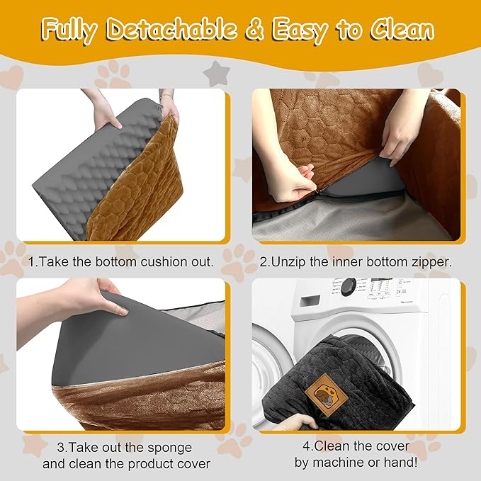 Dog Car Seat for Small/Medium Dogs, Memory Foam Dog Booster Seat, Travel Safety Per Car Seat with Washable Removable Cover, Storage Pockets for Dogs up to 35 lbs(BlackBrown)-PawvioPets