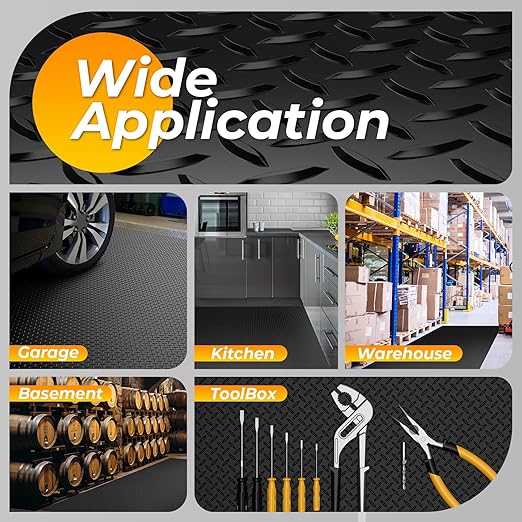 7.8 x 18 FT Garage Floor Mats for Under Car, 2.8mm Thickened Rubber Garage Flooring Roll, M Size 140.4 SQFT Garage Car Mat for Mid-Size SUVs, Sports Car, Black-PawvioPets