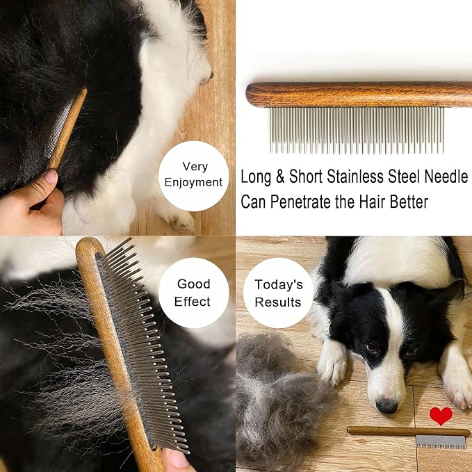 Cat comb,dog comb,Solid Wood Pet Comb Grooming Tool for Cats,Dogs and rabbits…-PawvioPets