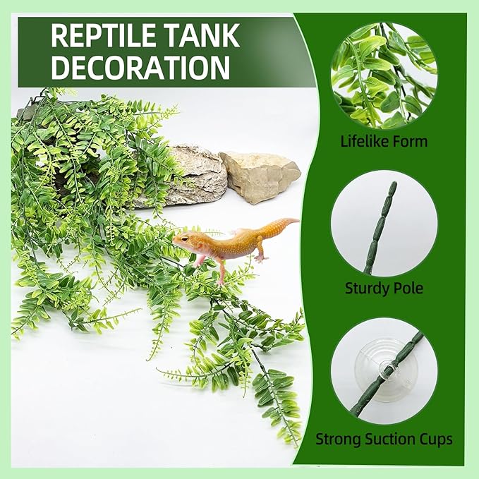 BNOSDM Reptile Vines, Bendable Jungle Climbing Vine, Terrarium Artificial Plants Decor, Reptiles Tank Accessories for Bearded Dragons, Chameleons, Snakes, Lizards, Hermit Crabs-PawvioPets