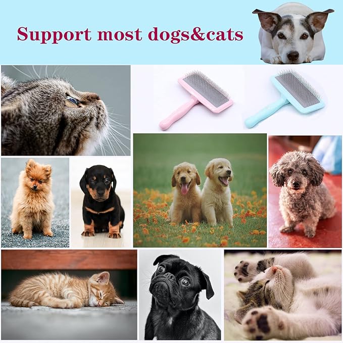 Air Cushion Slicker Brush for Dogs Cats,Soft Pin Shedding Brush for Short Haired Dog,Cat, Pet Grooming Wire Brush for Thin Curly Matted Tangled Hair,14mm(0.55"),Green-PawvioPets