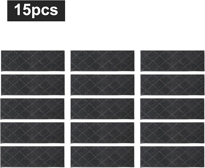 COSY HOMEER Edging Stair Treads Non-Slip Carpet Mat 28inX9in Indoor Stair Runners for Wooden Steps, Edging Stair Rugs for Kids and Dogs, 100% Polyester TPE Backing (15pc, Black)-PawvioPets