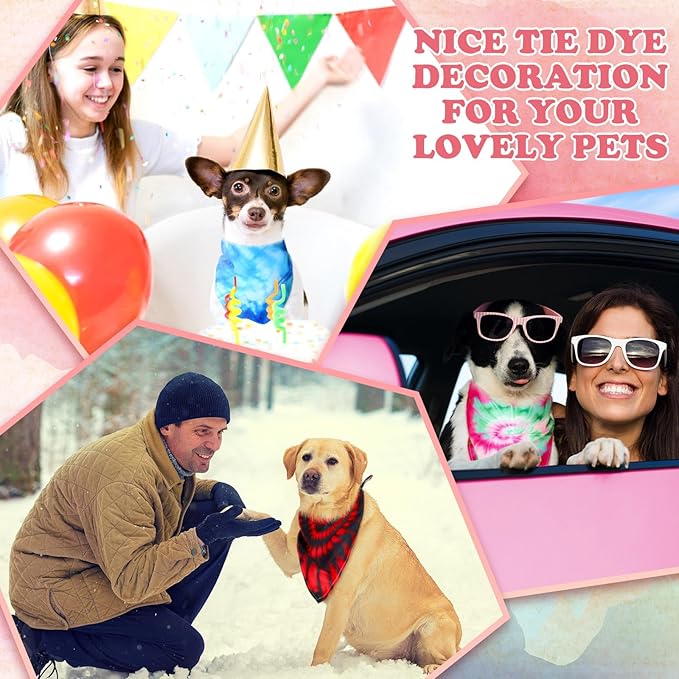 200 Pcs Dog Bandanas Bulk Pet Bibs Colorful Triangle Scarf Pet Bandanas for Medium Large Dogs Spring Summer Birthday Costume Decoration (Tie Dye)-PawvioPets