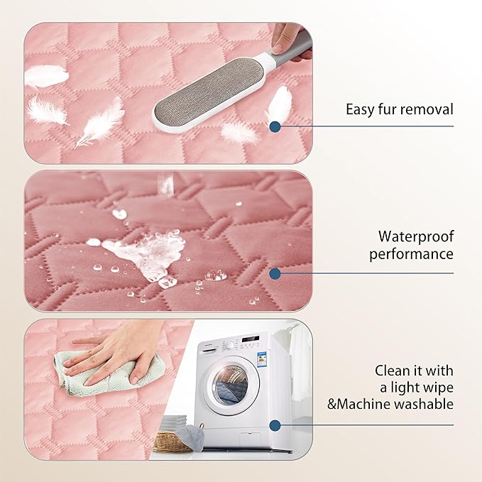 gogobunny 3X Stronger Waterproof Pet Blanket, Scratch Proof Furniture Protector for Dogs Cats, Reversible Cover 30x30 Inch, Dark Pink/Light Pink-PawvioPets