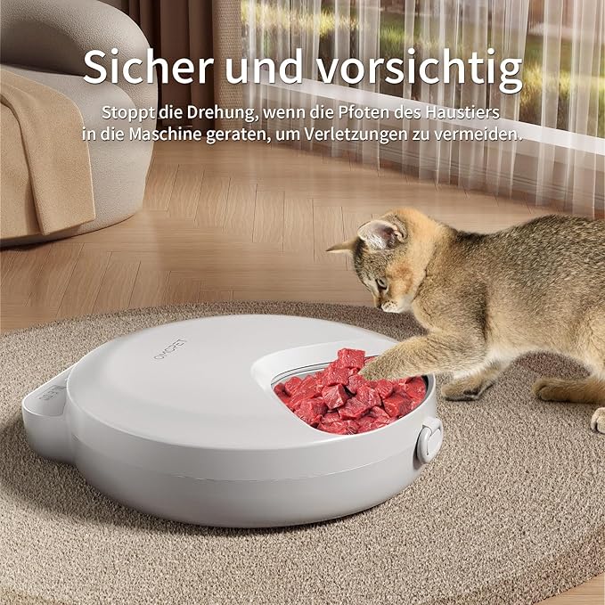 Automatic Cat Feeder Wet Food, Whisker-Friendly Automatic Cat Food Dispenser True 4-Meal Design with Locking Lid, Smart Timer Feeder for Wet Cat/Dog ,2-Ice Packs, Easy to Clean (White-1)-PawvioPets