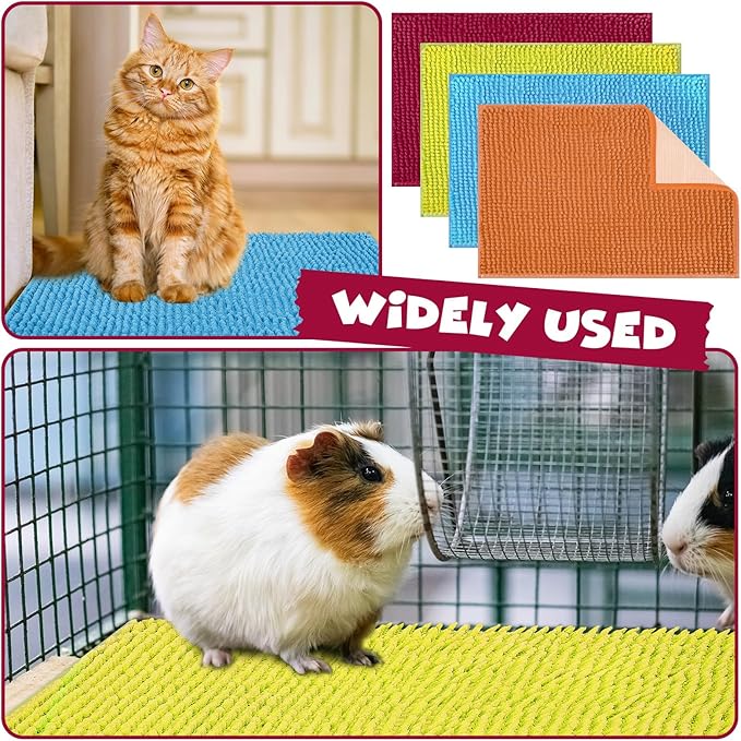 Barydat 8 Pcs Guinea Pig Cage Liner for Guinea Pig Cage Bedding Reusable Rabbit Mat Pad Washable Training Pad Animal Sleeping Bedding Mat(24x16'',Champagne, Lake Blue, Dark Purple, Grass Green)-PawvioPets