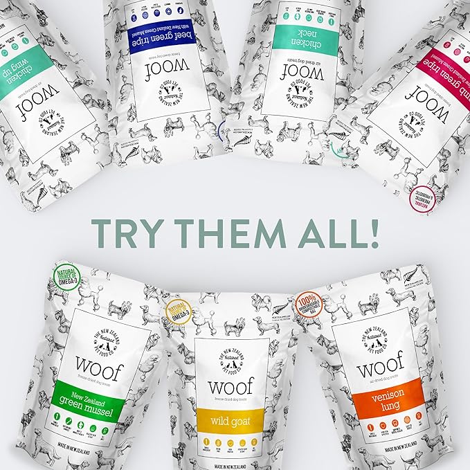 Air Dried WOOF Chicken Neck Treat - Mixer, or Topper - Air Dried, High Protein,Natural, Single Ingredient - 1.76oz-PawvioPets