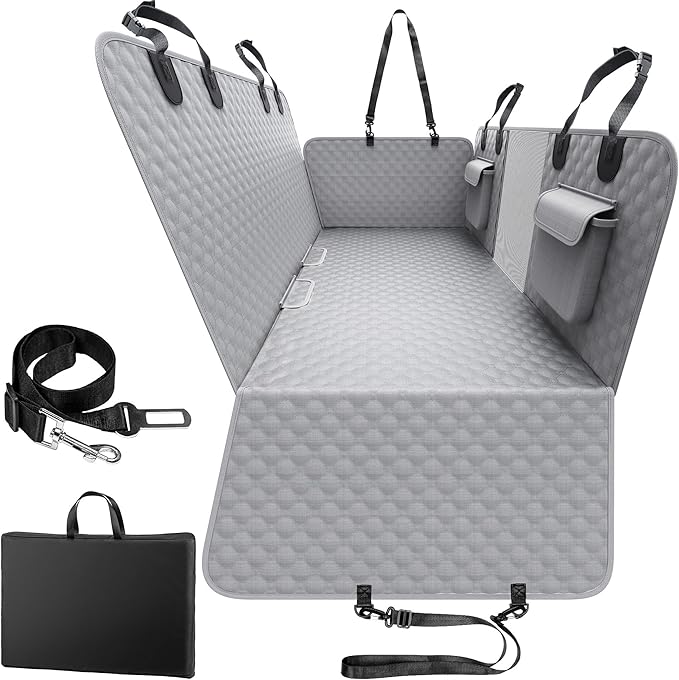 Back Seat Extender for Dogs, Heavy Duty Dog Car Seat Cover for Back Seat and Aggressive Chewer, Large Hard Bottom Car Seat Cover for Dogs, Dog Hammock for Car, Travel Pet Car Bed for Car, SUV, Truck-PawvioPets