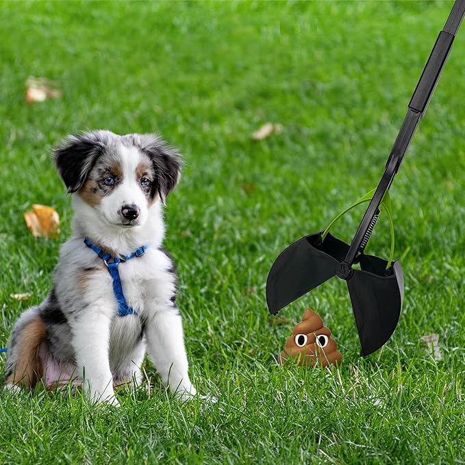 32" Pooper Scooper for Large Medium Small Dogs with Bag Attachment, Extra Long Handle Heavy Duty with 30 Dog Poop Bags & 1 Dispenser Poop Scoop, Foldable Dog Poop Picker Upper for Yard-PawvioPets