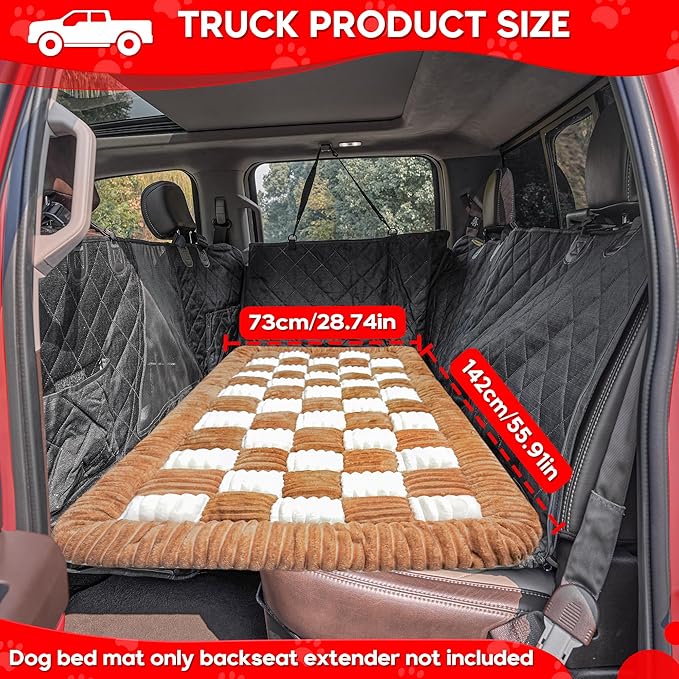 Dog Car Bed Mat, Non-Slip Backseat Extender Pet Blanket, Plaid Dog Bed for Trucks, Sedans & Large SUVs, Chew-Resistant Travel Pad for Dogs, Easy Clean & Scratch-Proof & Comfort (56"x28.7")-PawvioPets