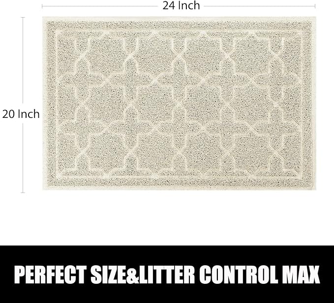 Yimobra Cat Litter Mat, 24"x20" Litter Mat with Litter Lock Mesh, Soft Cat Litter Mat Litter Trapping Mat, Easy to Clean, Non-Slip, Water Resistant, Litter Free Floors, Beige-PawvioPets