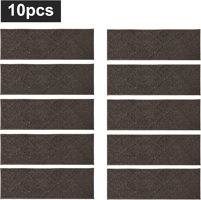 COSY HOMEER Edging Stair Treads Non-Slip Carpet Mat 28inX9in Indoor Stair Runners for Wooden Steps, Edging Stair Rugs for Kids and Dogs, 100% Polyester TPE Backing (10pc, Brown)-PawvioPets