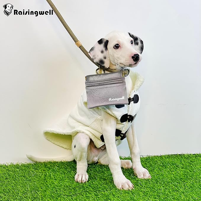 Dog Treat Pouch, Pocket Sized Pet Training Pouch, Hand Free Bronze Dog Walking Bag with Carabiner, Self-Closing Pet Feed Snack Reward, for Puppy Travel or Outdoor Use, NanoPTC-PawvioPets