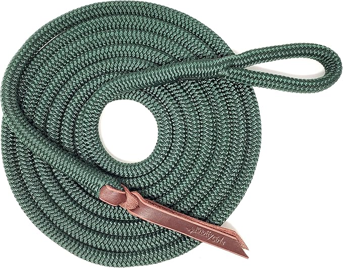 Double Braid Lead Rope with Eye Splice Loop, 12-14FT Lengths (Hunter Green, 12 ft.)-PawvioPets