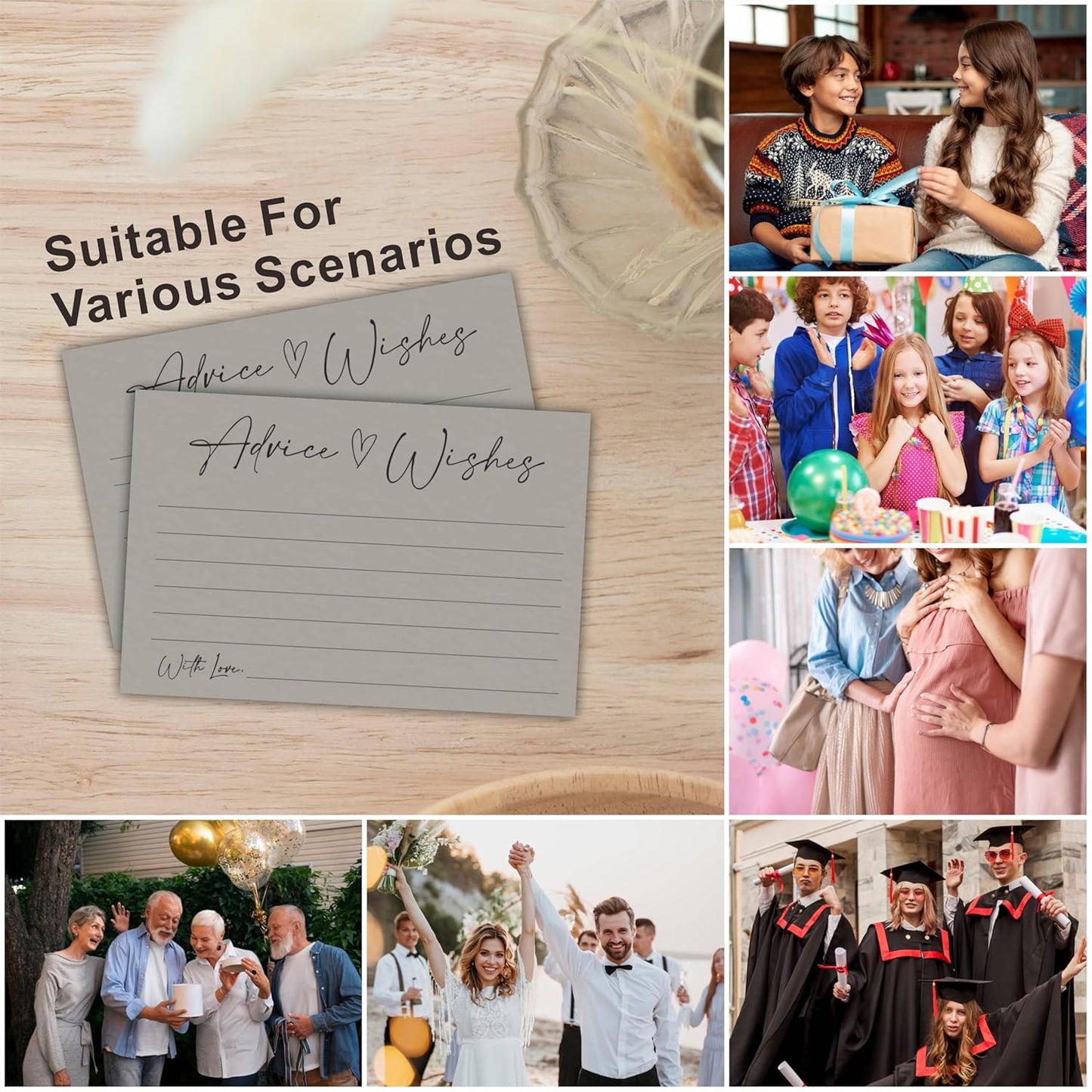 Advice And Wishes Cards, 30 Minimalism Dark Green Wishes Cards For Wedding, Bridal Shower, Advice And Wishes For The Mr And Mrs, Baby Shower, Graduation, Retirement, Anniversary, Party Favor- A04