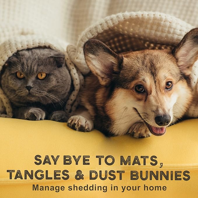 Deshedding Dog Brush - Double-Sided Pet Hair Remover for Cats & Dogs - Yellow Undercoat Grooming Rake for Shedding and Dematting-PawvioPets