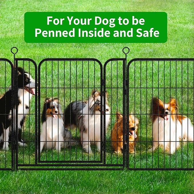 Dog Playpen Outdoor Extra Wide 24 Panels Heavy Duty Dog Fence 32" Height Anti-Rust with Doors Portable for RV Camping Yard, Total 63FT, 316 Sq.ft, Snowy Black-PawvioPets