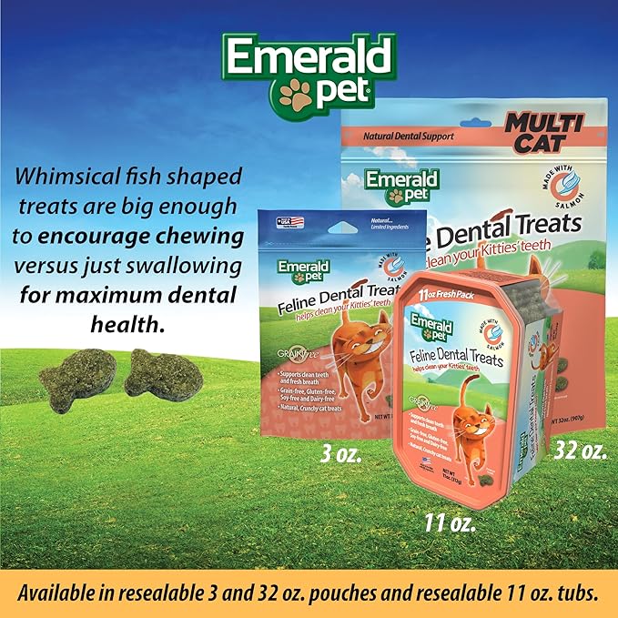 Feline Dental Treats — Tasty and Crunchy Cat Dental Treats Grain Free — Natural Dental Treats to Clean Cat Teeth, Freshen Cat Breath, and Reduce Plaque and Tartar Buildup — Salmon Treats, 3 oz-PawvioPets