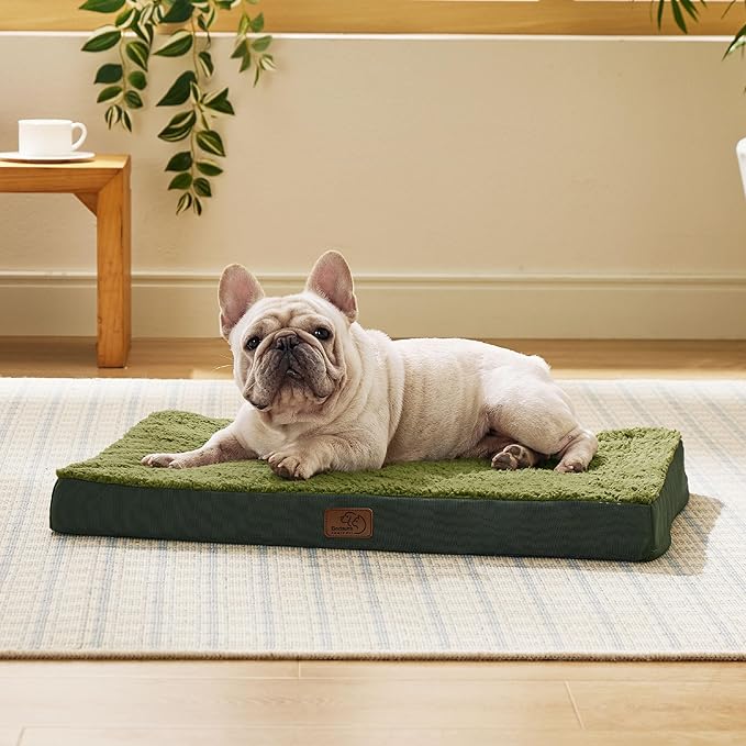 Bedsure Dog Bed Medium Size Dog - Orthopedic Flat Puppy Beds with Removable Washable Cover, Egg Crate Foam Pet Mat, Suitable for Pet Up to 35 lbs-PawvioPets
