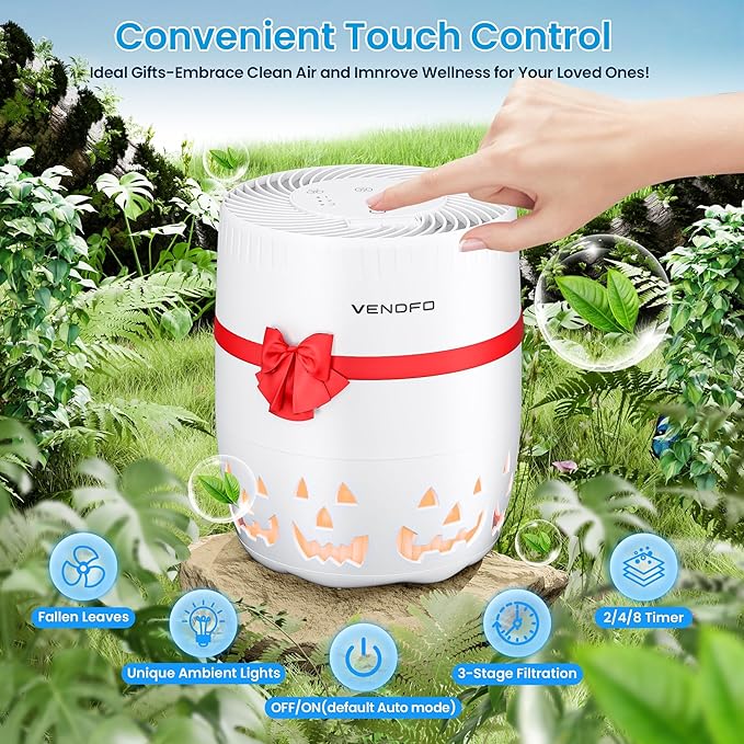 Air Purifiers for Home Bedroom up to 1076ft², True HEPA Air Filters Dust Pets Smoke Hair, 3 Fan Speeds Quiet, Timer Settings, Rechargeable Air Cleaner Office, Bedroom, Pets, Car-PawvioPets