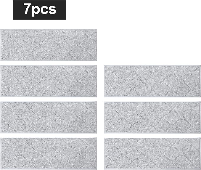COSY HOMEER Edging Stair Treads Non-Slip Carpet Mat 28inX9in Indoor Stair Runners for Wooden Steps, Edging Stair Rugs for Kids and Dogs, 100% Polyester TPE Backing (7pc, Grey)-PawvioPets
