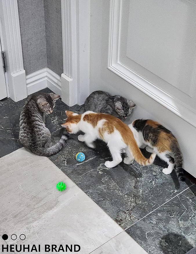 5-Piece Cat Toy Balls with Bells for Kittens and Indoor Cats, Over The Moon(1.5'', Basic Cat Toy Set)-PawvioPets