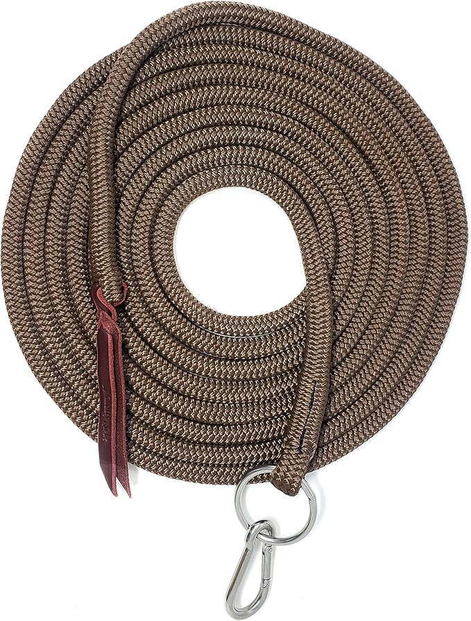 22' Long Line with SS O Ring and Carabiner (Brown)-PawvioPets
