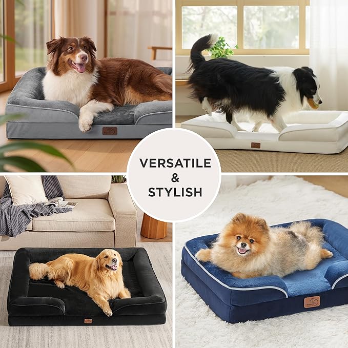 Bedsure Orthopedic Dog Beds for Small Dogs - Washable Small Dog Cat Bed Waterproof, Comfort Pet Couch Sofa with Washable Removable Cover, Pets Bed with Nonskid Bottom, Black, 24"-PawvioPets