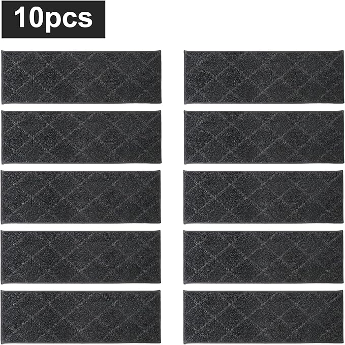 COSY HOMEER Edging Stair Treads Non-Slip Carpet Mat 28inX9in Indoor Stair Runners for Wooden Steps, Edging Stair Rugs for Kids and Dogs, 100% Polyester TPE Backing (10pc, Black)-PawvioPets