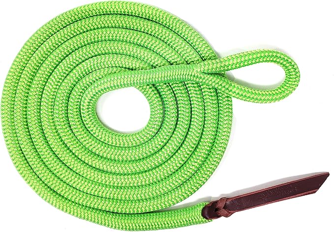 Double Braid Lead Rope with Eye Splice Loop, 12-14FT Lengths (Neon Green, 12 ft.)-PawvioPets