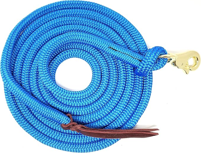Double Braid Lead Rope with Eye Splice Loop, 12-14FT Lengths (Blue, 14 ft.)-PawvioPets