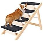 Dog Stairs/Ramp for Bed, Wooden Convertible Pet Steps, Portable Dog Ladder Up to 180 Pound for Elderly/Short-Legged Dogs, 4 Steps for Beds, Couch, Cars-PawvioPets
