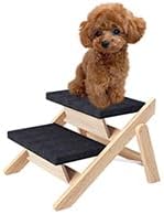 Dog Stairs/Ramp for Bed, Wooden Convertible Pet Steps, Portable Dog Ladder Up to 180 Pound for Elderly/Short-Legged Dogs, 2 Steps for Beds, Couch, Cars-PawvioPets