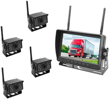FalconEye Electronics 2nd Generation 200-300Ft Wireless Range Backup Camera for Trucks, Fleets. HD, 7inch LCD (4 Cam System)-PawvioPets