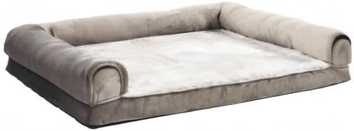 Amazon Basics Dog Bed with Cooling Gel Memory Foam, Pressure-Relief Support for Dogs up to 55lbs, Non-Slip Bottom, Machine Washable Cover, Large Sized (36" x 27"), Brown-PawvioPets