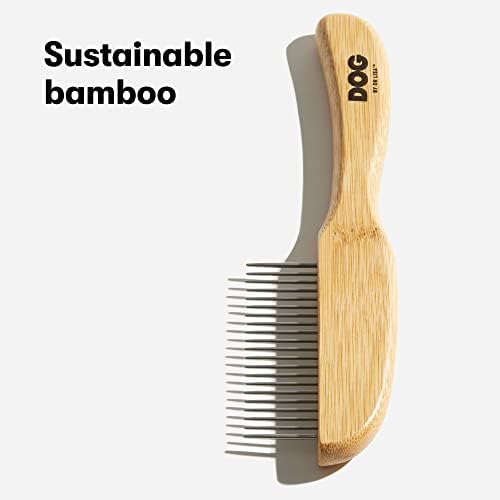 DOG by Dr Lisa - Comb - Detangling Dog Comb - Dematting Grooming Tool - Metal Combs Teeth Removes Knots and Tangles - Stimulate Blood Flow and Increase Natural Coat Oils - Made From Sustainable Bamboo-PawvioPets