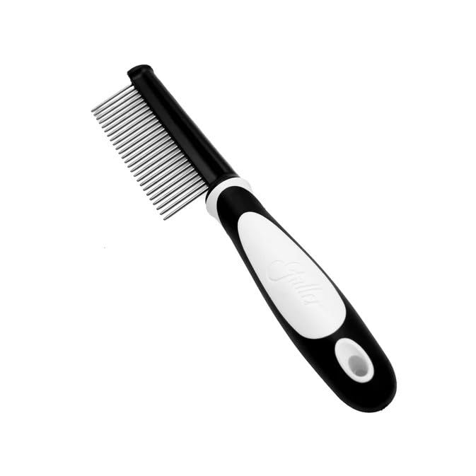 Fuller Brush Single-Sided Pet Comb - 25 Rust-Resistant Stainless Steel Pins - Ergonomic Rubberized Easy Grip Handle - Remove Tangles, Mats & Reduce Loose Hair - Tool for Grooming Dogs & Cats-PawvioPets