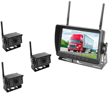 FalconEye Electronics 2nd Generation 200-300Ft Wireless Range Backup Camera for Trucks, Fleets. HD, 7inch LCD (3 Cam System)-PawvioPets