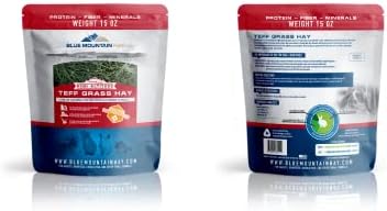 Blue Mountain Hay | Fresh Teff Grass Hay (15 Ounce) | Low NSC, High Fiber, Healthy Weight Management | High-Altitude Hay Pet Food for Rabbits, Guinea Pigs, Chinchillas, Hamsters, and Other Small Pets-PawvioPets