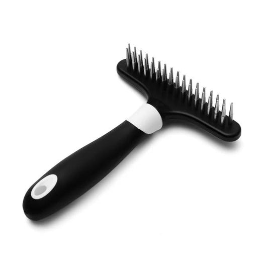 Fuller Brush Undercoat Pet Rake - 33 Sturdy Tapered Steel Pins Inset into Polypropylene Head - Ergonomically Designed Rubberized Handle - Reduce Tangles, Remove Loose Undercoat for Shed-Free Groom-PawvioPets