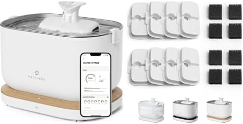 Bundle of PETLIBRO App Cat Water Fountain, 2.5L/84oz Dockstream Pet Fountain for Cats Inside with 2.4GHz Wi-Fi + PETLIBRO 8 Pack Replacement Filters for Dockstream Cat Water Fountain-PawvioPets