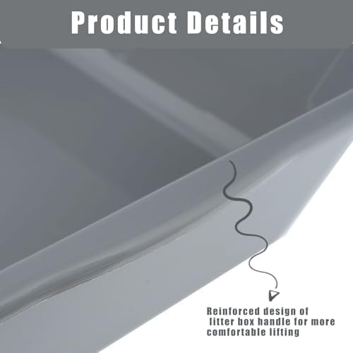 2 Pack of Extra Large Cat Litter Box (ABS Material), Low Entry Senior Litter Pen for Geriatric Kitty Big Cats, Jumbo Pet Safe Litter Boxes Tray for Pets Potty (Light Blue, 20" L x 15.5" W)-PawvioPets