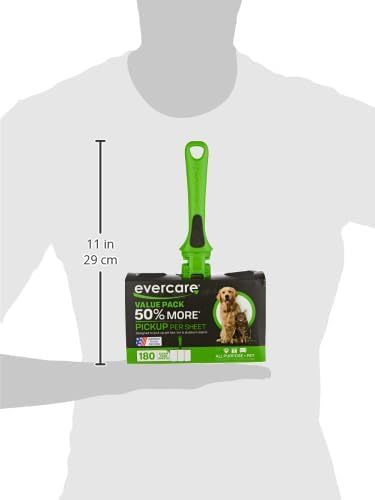 Evercare All Purpose Pet Hair Lint Roller with 2 Refills, 180 Total Sheets – Reusable Sticky Roller for Pet Hair, Cat & Dog Hair Remover, Lint Remover, Pet Hair Remover for Furniture, Clothing & Cars-PawvioPets