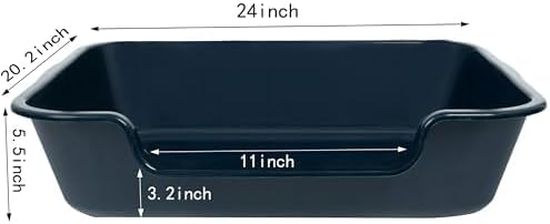 2 Pack of Extra Large Cat Litter Box (ABS Material), Low Entry Senior Litter Pen for Geriatric Kitty Big Cats, Jumbo Pet Safe Litter Boxes Tray for Indoor Pets Potty (Dark Blue, 24"L x 20"W)-PawvioPets