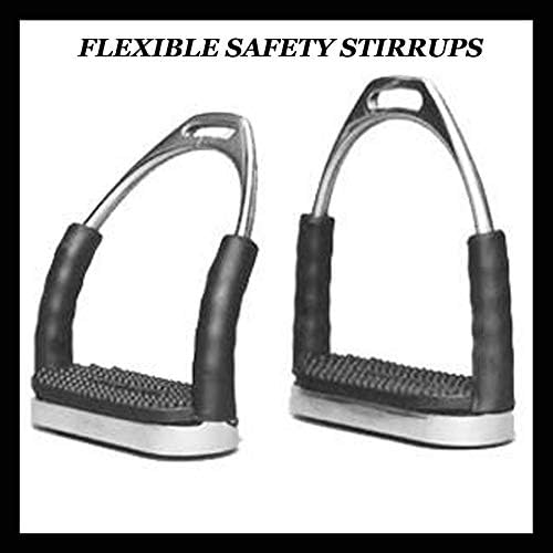 Flex Stainless English Saddle Stirrups Iron Pads Knee Ankle Stress Pain Relief-PawvioPets
