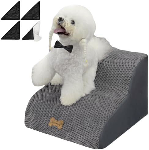 Dog Stairs for High Beds Couches 2-Step 2-5 Step Pet Stairs Steps for Small Large Dogs Cats Non-Slip Balanced Ramp Indoor Stairs with Non-Slip Sticker 30D Grey-PawvioPets