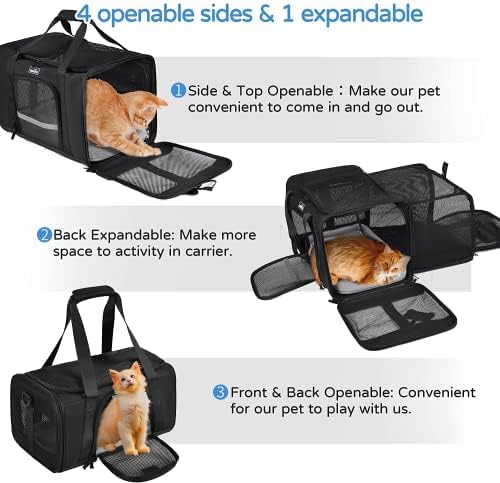 Dog Carriers for Small Dogs, Cat Carrier Travel, Expandable, Collapsible, 900D High Density Oxford Cloth, Wear-Resisting, Anti Tearing, Reflective Tape,Safety Lock Zipper-PawvioPets