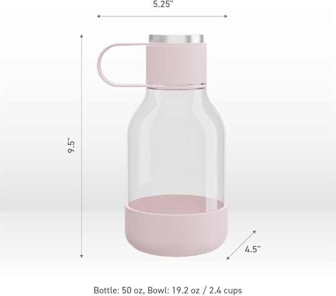 Asobu Buddy Bottle a Stainless Steel Insulated Water Bottle for with Removable Dog Water Bowl and Dog Food and Treat Storage Bowl (Pink, Tritan 50 oz Water Bottle with Bowl)-PawvioPets
